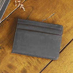 Black Leather Card Holder/Money Clip