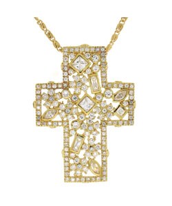 Charles Winston Goldtone CZ Cross Necklace
