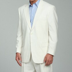 Bill Blass Men's Ivory Stripe Performance Linen Suit