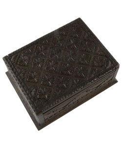 Floral Design Ebony Wood Jewelry Box (Indonesia)