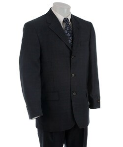 Bill Blass Men's Navy Plaid Wool 3-button Suit