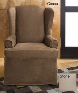 Microfiber Suede Wing Chair Slipcover