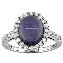 14k White Gold 3/8ct TDW Diamond Iolite Ring