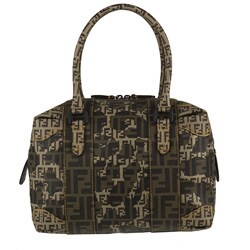 Fendi Tobacco Canvas 'B. Mix' Zip Tote