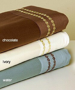 Dot Embroidered Hem 300 Thread Count Duvet Cover Set
