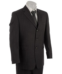 Sean John Men's Charcoal Stripe Wool Suit
