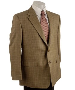 IZOD Men's Tan Check 2-button Center Vent Sportscoat
