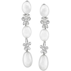 14k Gold Pearl and 1/3ct TDW Diamond Earrings