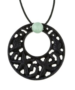 Dyed Black Jade with Green Jade Bead Necklace