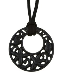 Dyed Black Jade Pendant with Black Silk Cord