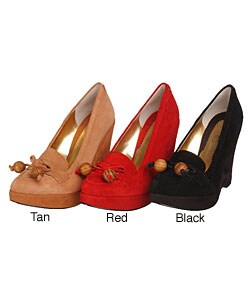 Zinc 'Bradley' Women's Penny Loafer Wedge Heels