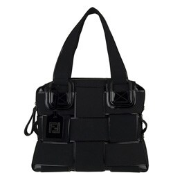 Fendi Large Black Suede/ Patent Leather Tote