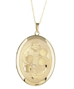 14k Yellow Gold 4-photo Oval Locket Necklace