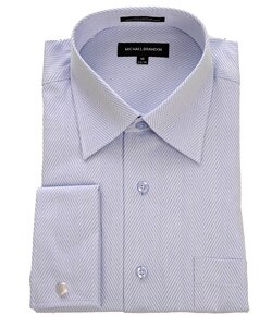 Michael Brandon Men's Blue Herringbone Dress Shirt