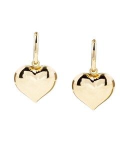 14k Yellow Gold Heart Hoop Earrings
