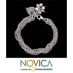'Field of Love' Pearl and Rose Quartz Bracelet (Thailand)