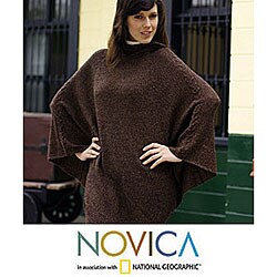 Alpaca Wool 'Warm Earth' Poncho (Peru)