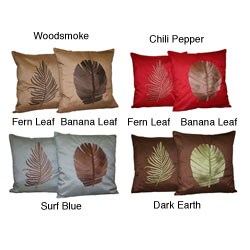 Banana and Fern Leaf Faux Silk Pillows.