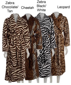 Plush Animal Print Bath Robe
