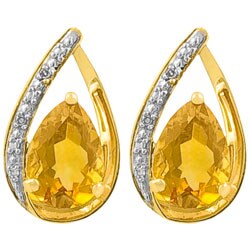 10k Gold Citrine and Diamond Accent Earrings