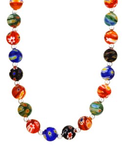 Sterling Silver Venetian Glass Bead Necklace