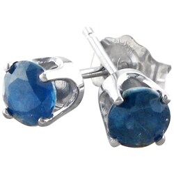 14k White Gold Blue Sapphire Stud Earrings