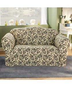 Chantal Black Floral Cream Sofa Slipcover