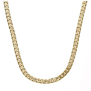 14k Yellow Gold Overlay 30-inch Cuban Necklace 7mm