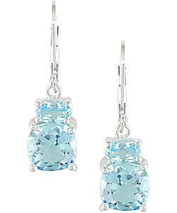 Sterling Silver Blue Topaz Leverback Earrings
