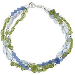 Stonique Creations Sterling Silver Blue Quartz and Peridot Bracelet