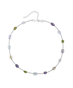 Sterling Silver Beaded Semi-precious Gem Necklace