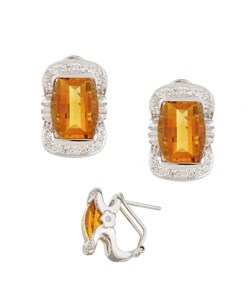 14k Gold Citrine and 1/4ct TDW Diamond Earrings