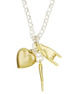 14k Gold and Sterling Silver Charms Necklace