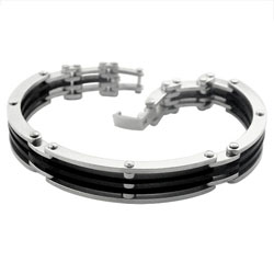 Stainless Steel and Rubber Hinged Bracelet