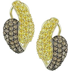 14k Gold Yellow Sapphire 1ct TDW Brown Diamond Earrings