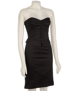 Betsey Johnson Women's Black Sateen Sheath Dress