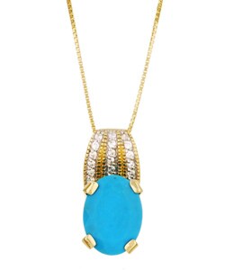 Chateau D' Argent Sterling Silver Vermeil Turquoise/ CZ Necklace