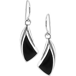 Sterling Silver Black Onyx Hook Earrings