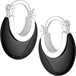 Sterling Silver Black Onyx Hoop Earrings