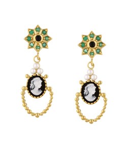 Chateau D' Argent Sterling Silver Emerald/ Onyx Earrings