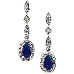 10k White Gold Blue Sapphire and Diamond Earrings