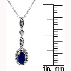 10k White Gold Blue Sapphire and Diamond Necklace