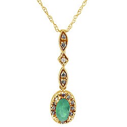 10k Gold Emerald Diamond Necklace