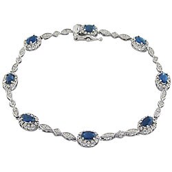 10k White Gold Blue Sapphire Diamond Bracelet