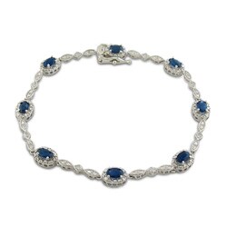 10k White Gold Blue Sapphire Diamond Bracelet