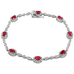 10k White Gold Ruby Diamond Bracelet