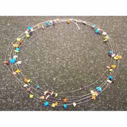 Handcrafted Silver Wire Stone Necklace (Brazil)