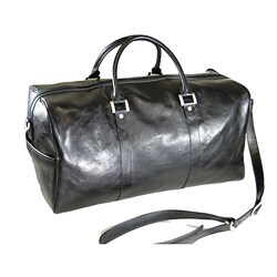 Torino 19-inch Black Leather Duffel Bag
