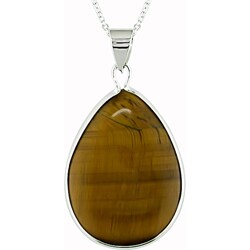 Sterling Silver Teardrop Tiger's Eye Necklace
