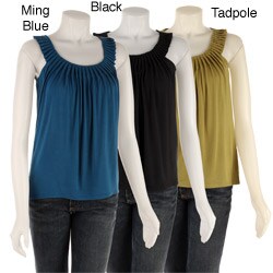 August Silk Women's Sleeveless Scoop Pleated Shirt